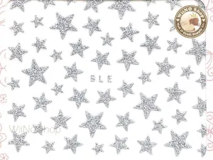 Glitter Star Silver Adhesive Nail Sticker Nail Art - 1 pc (BLE-S)