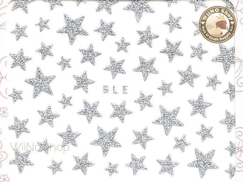 Glitter Star Silver Adhesive Nail Sticker Nail Art - 1 pc (BLE-S)