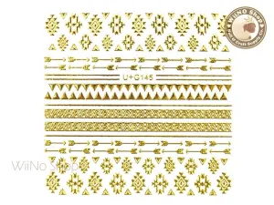 Gold Arrow Geometric Pattern Adhesive Nail Art Sticker - 1 pc (U G145)