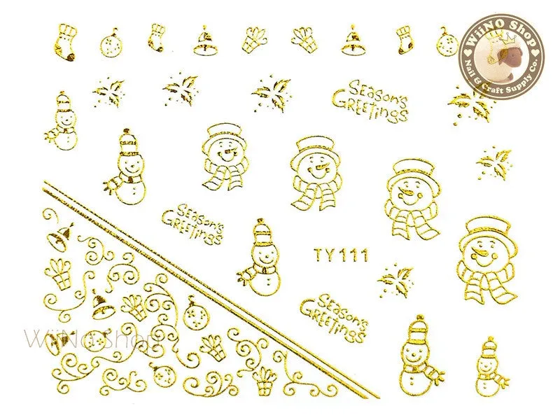 Gold Christmas Nail Sticker Nail Art - 1 pc (TY111G)