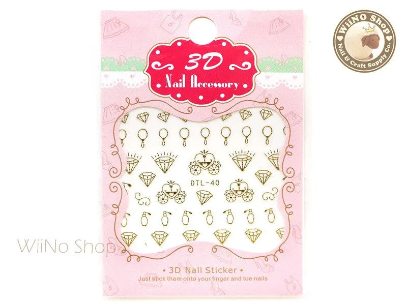 Gold Cinderella Nail Art Sticker - 1 pc (DTL-40G)