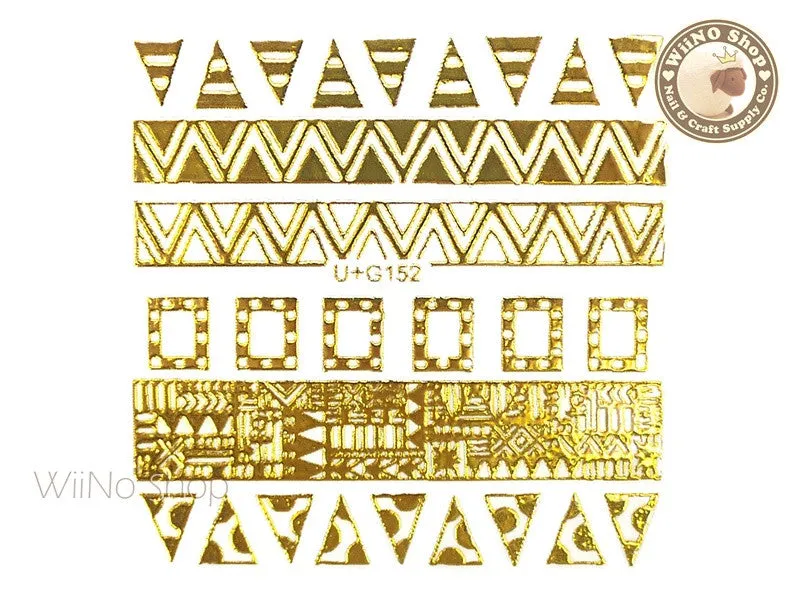 Gold Geometric Pattern Adhesive Nail Art Sticker - 1 pc (U G152)