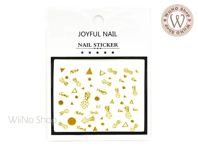 Gold Pineapple Adhesive Nail Art Sticker - 1 pc (J61)