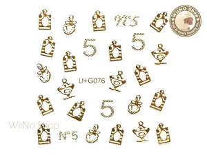 Gold Sweet Perfume Bottle Adhesive Nail Art Sticker - 1 pc (U G076)