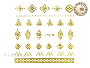 Gold Tribal Pattern Adhesive Nail Art Sticker - 1 pc (U G156)