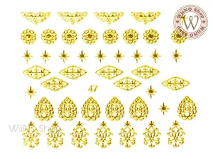 Gold Vector Pattern Adhesive Nail Art Sticker - 1 pc (J47)