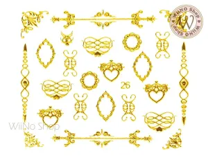 Gold Victorian Lace Pattern Adhesive Nail Art Sticker - 1 pc (J26)