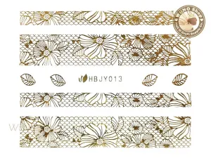 HBJY013 Gold Lace Nail Sticker Nail Art - 1 pc