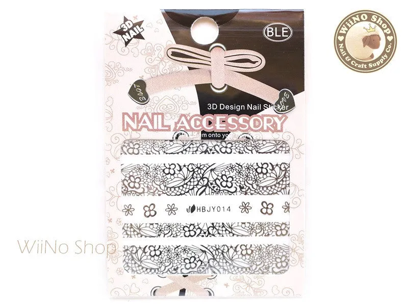 HBJY014 Silver Lace Nail Sticker Nail Art - 1 pc