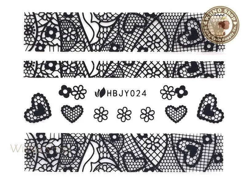 HBJY024 Black Lace Nail Sticker Nail Art - 1 pc