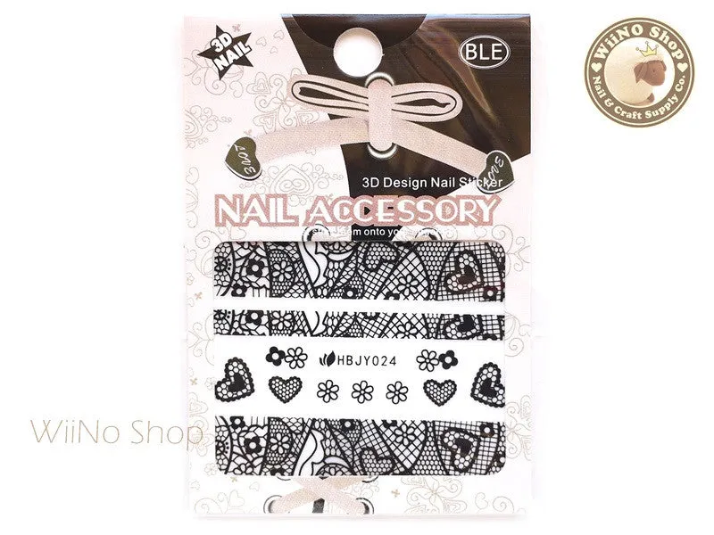 HBJY024 Black Lace Nail Sticker Nail Art - 1 pc