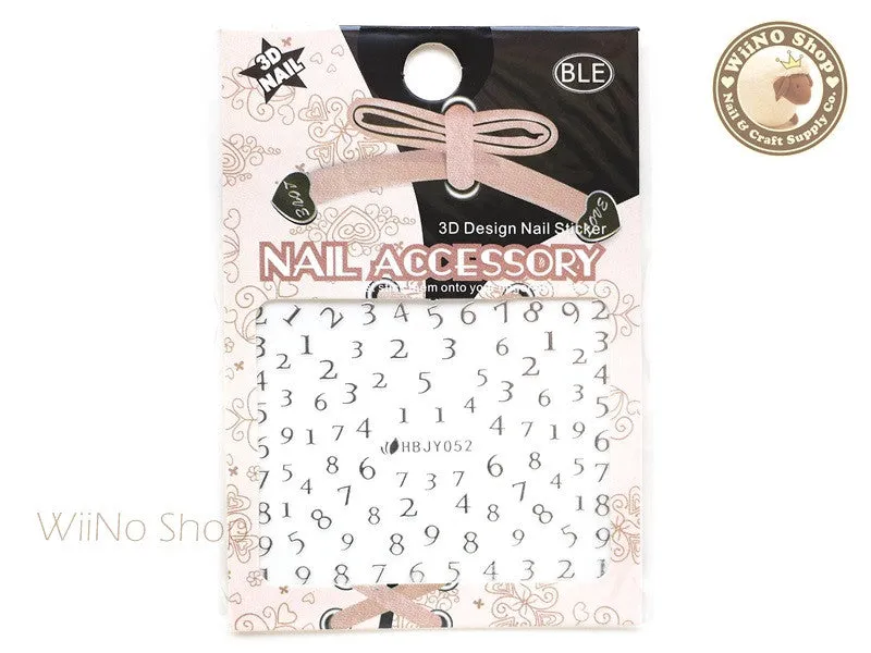 HBJY052 Silver Number Nail Sticker Nail Art - 1 pc