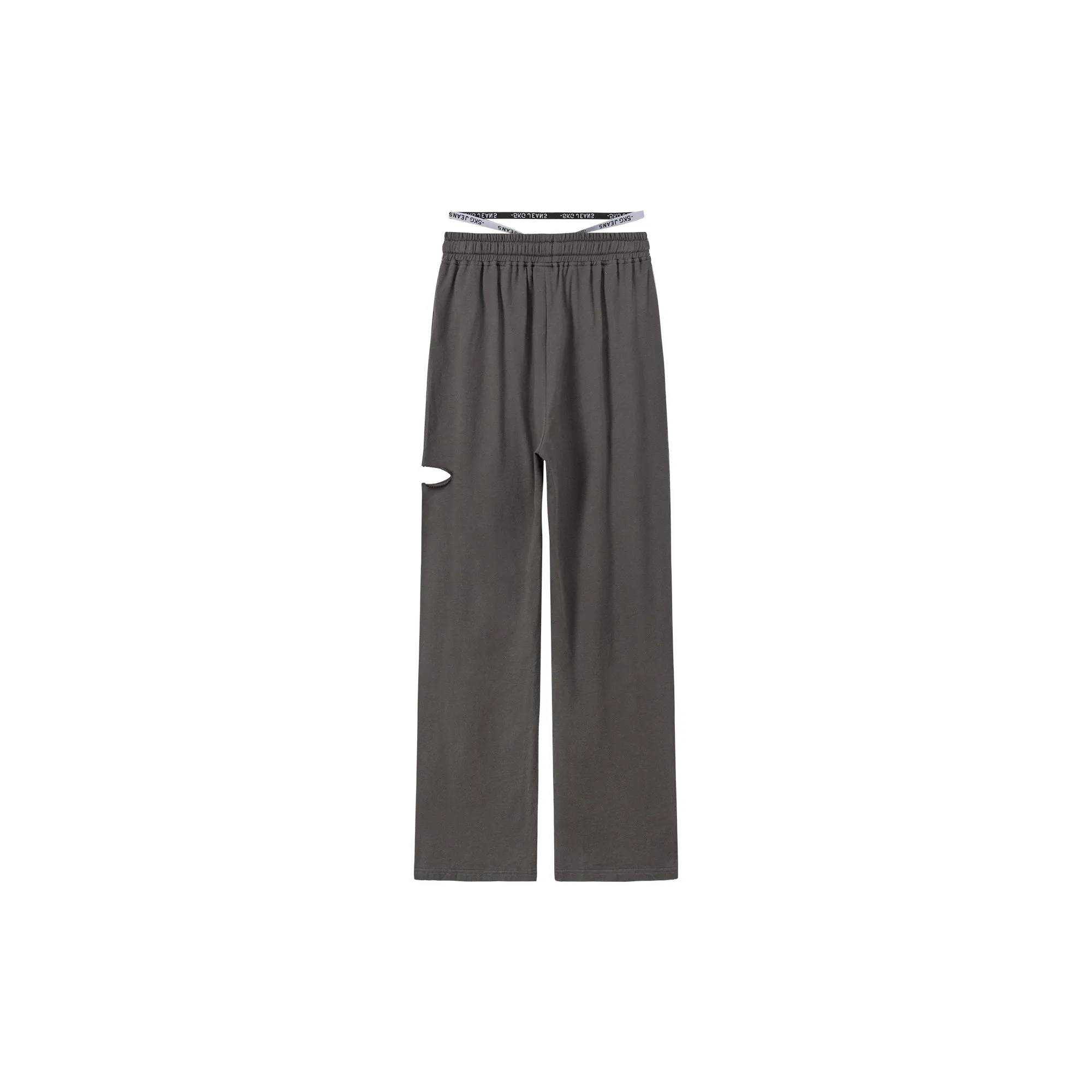 High Banding Straps Distressed Sweatpants