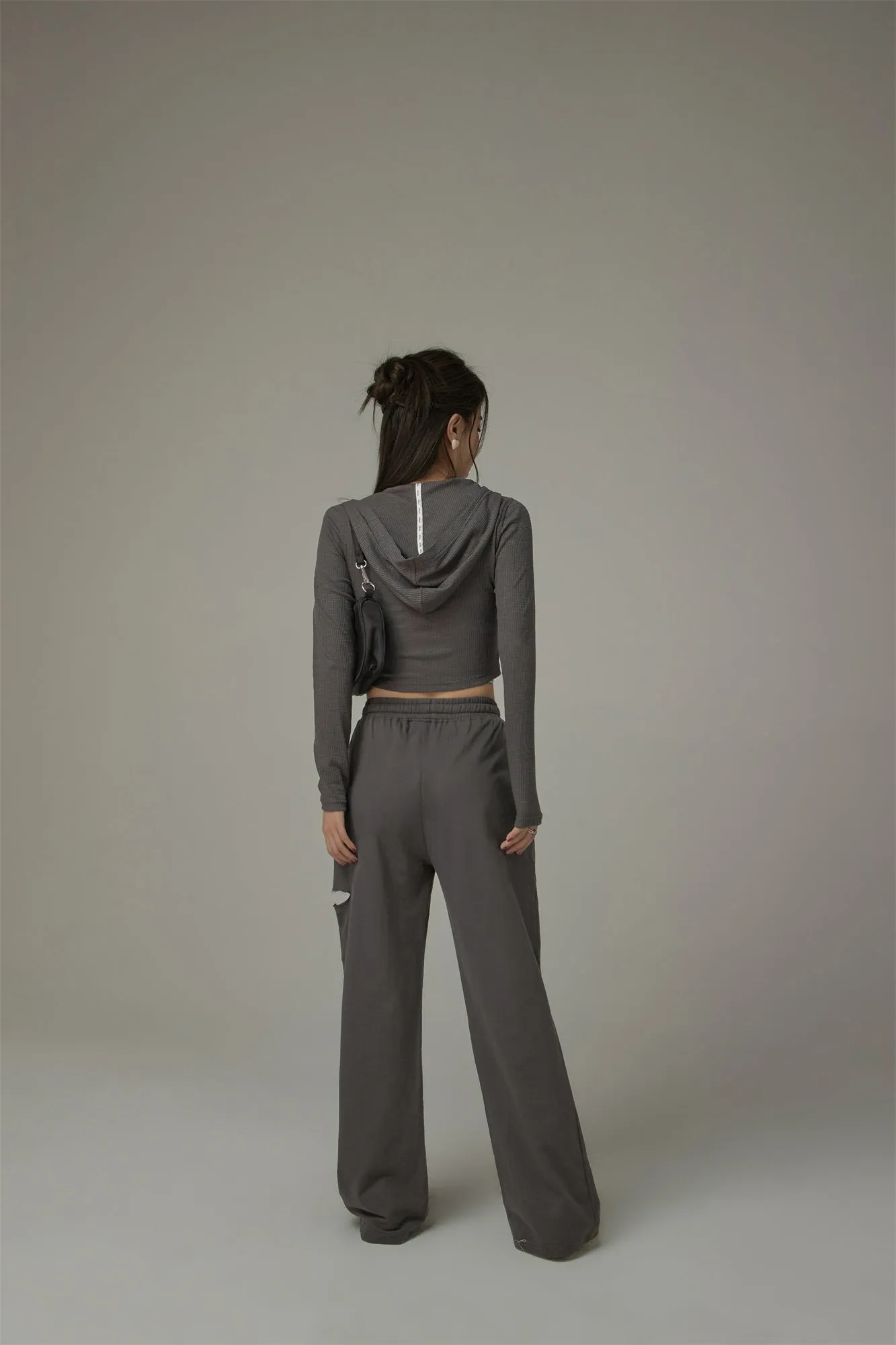 High Banding Straps Distressed Sweatpants