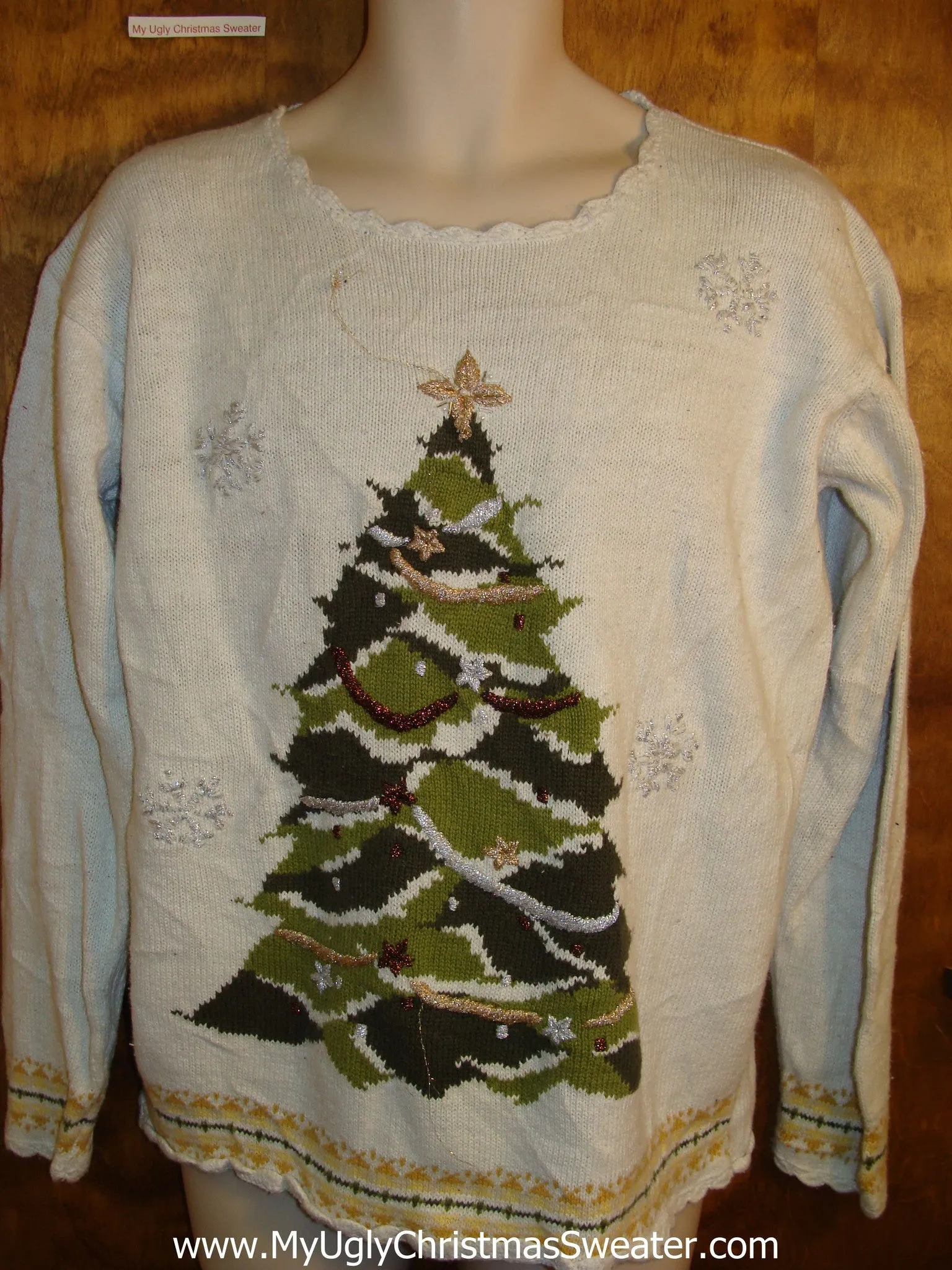 Huge Green Tree Tacky Bad Christmas Sweater