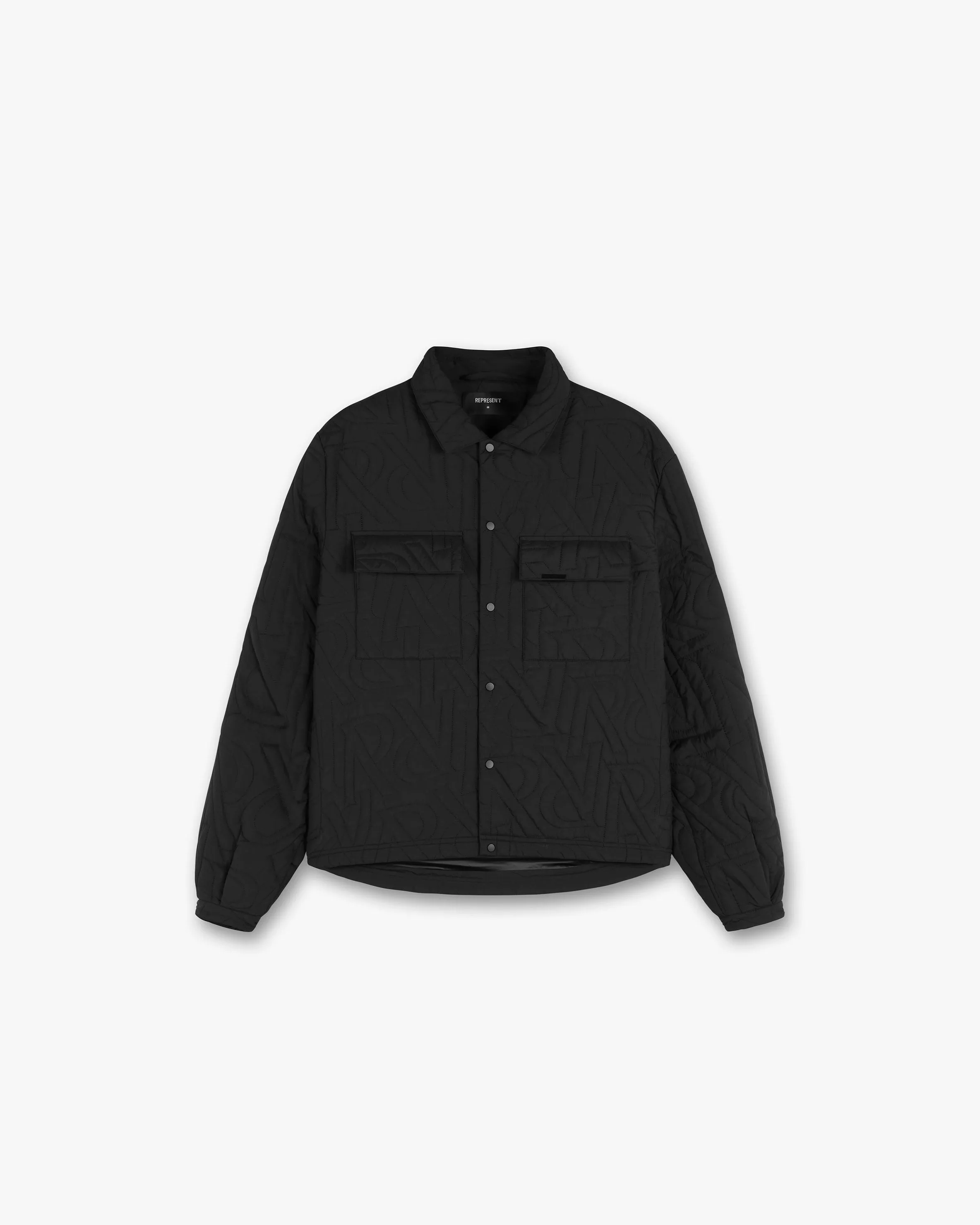 Initial Quilted Overshirt - Black