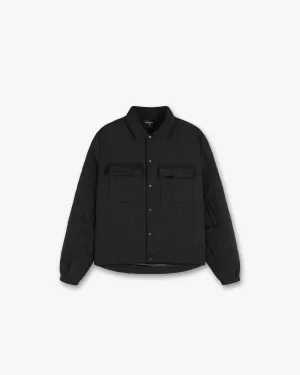 Initial Quilted Overshirt - Black