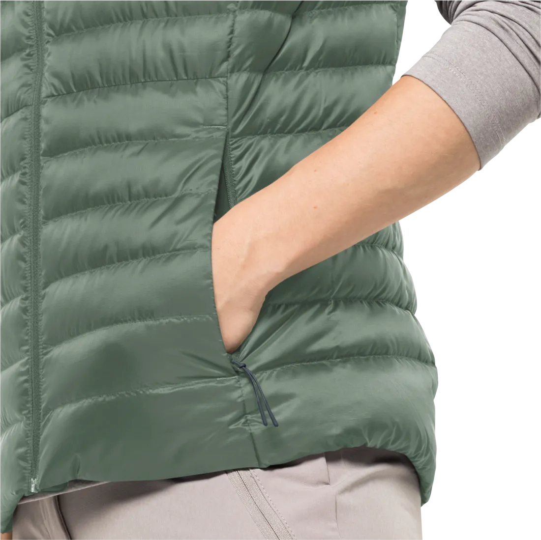 Jack Wolfskin Women&#x27;s Pack &amp; Go Down Vest Picnic Green | Buy Jack Wolfskin Women&#x27;s Pack &amp; Go Down Vest Picnic Green here | Outnorth