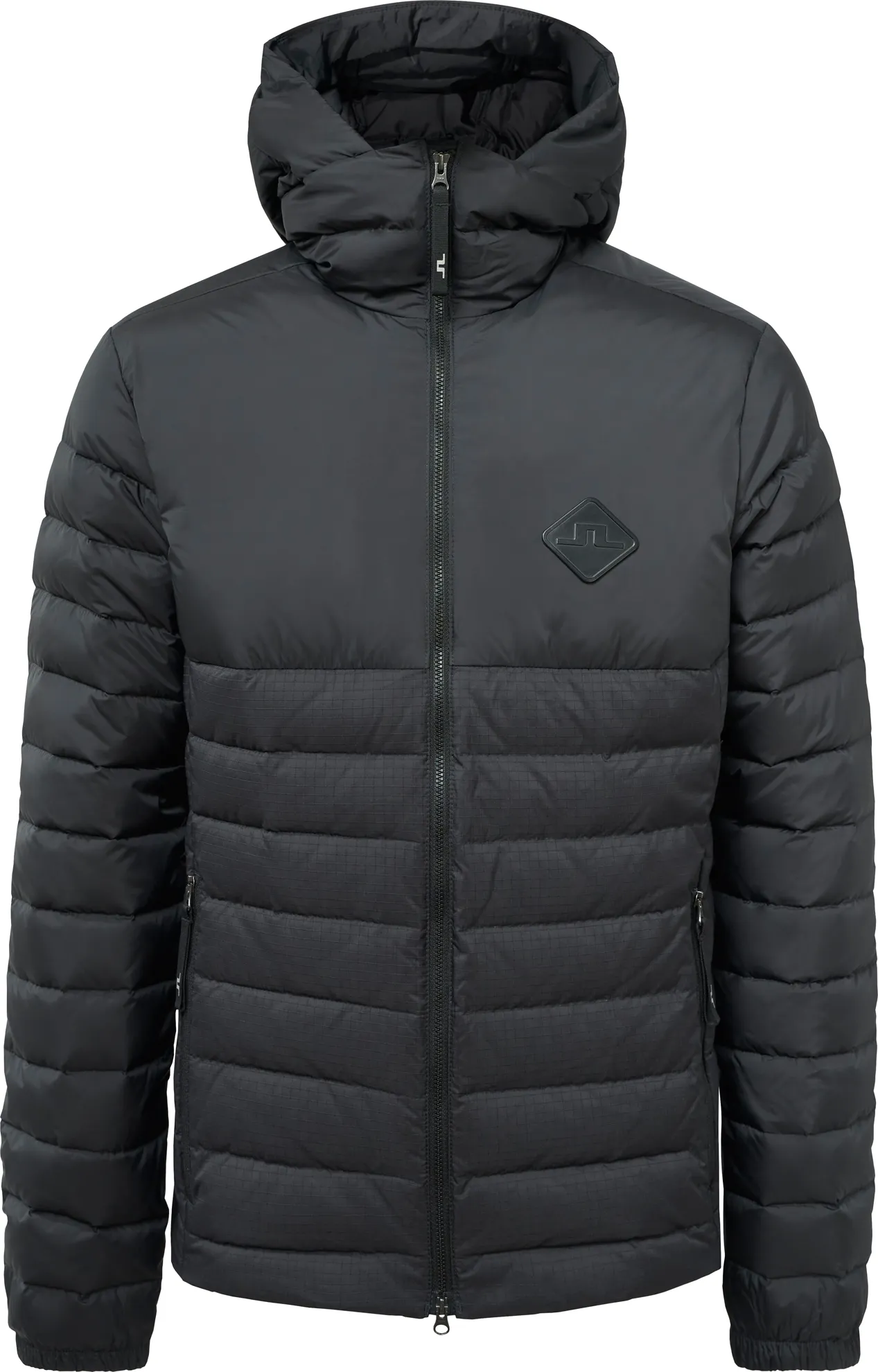 J.Lindeberg Men&#x27;s Hybrid Text Down Jacket Black | Buy J.Lindeberg Men&#x27;s Hybrid Text Down Jacket Black here | Outnorth