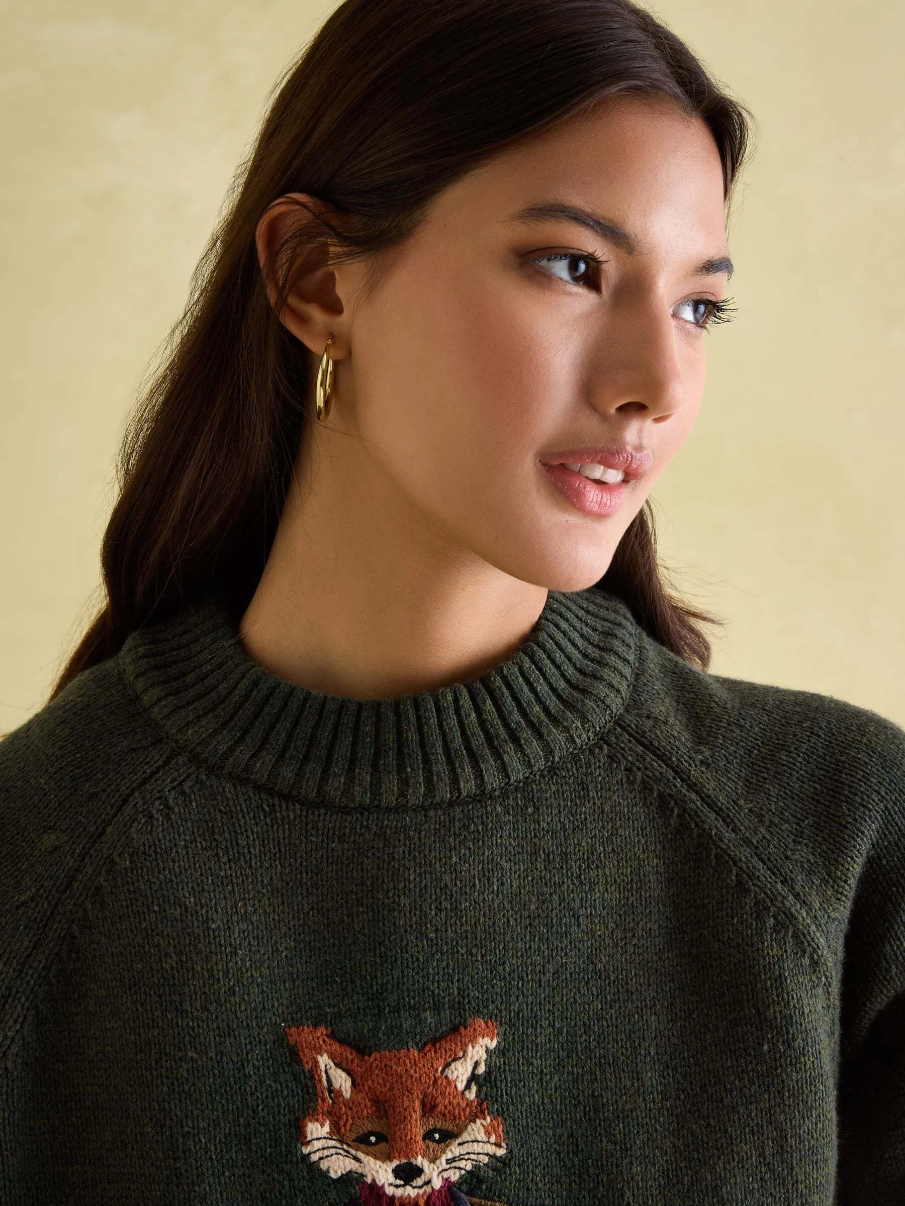 Jonty Dark Green Intarsia Knit Jumper