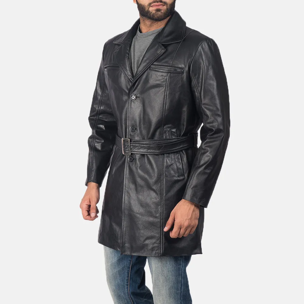 Jordan Black Leather Coat