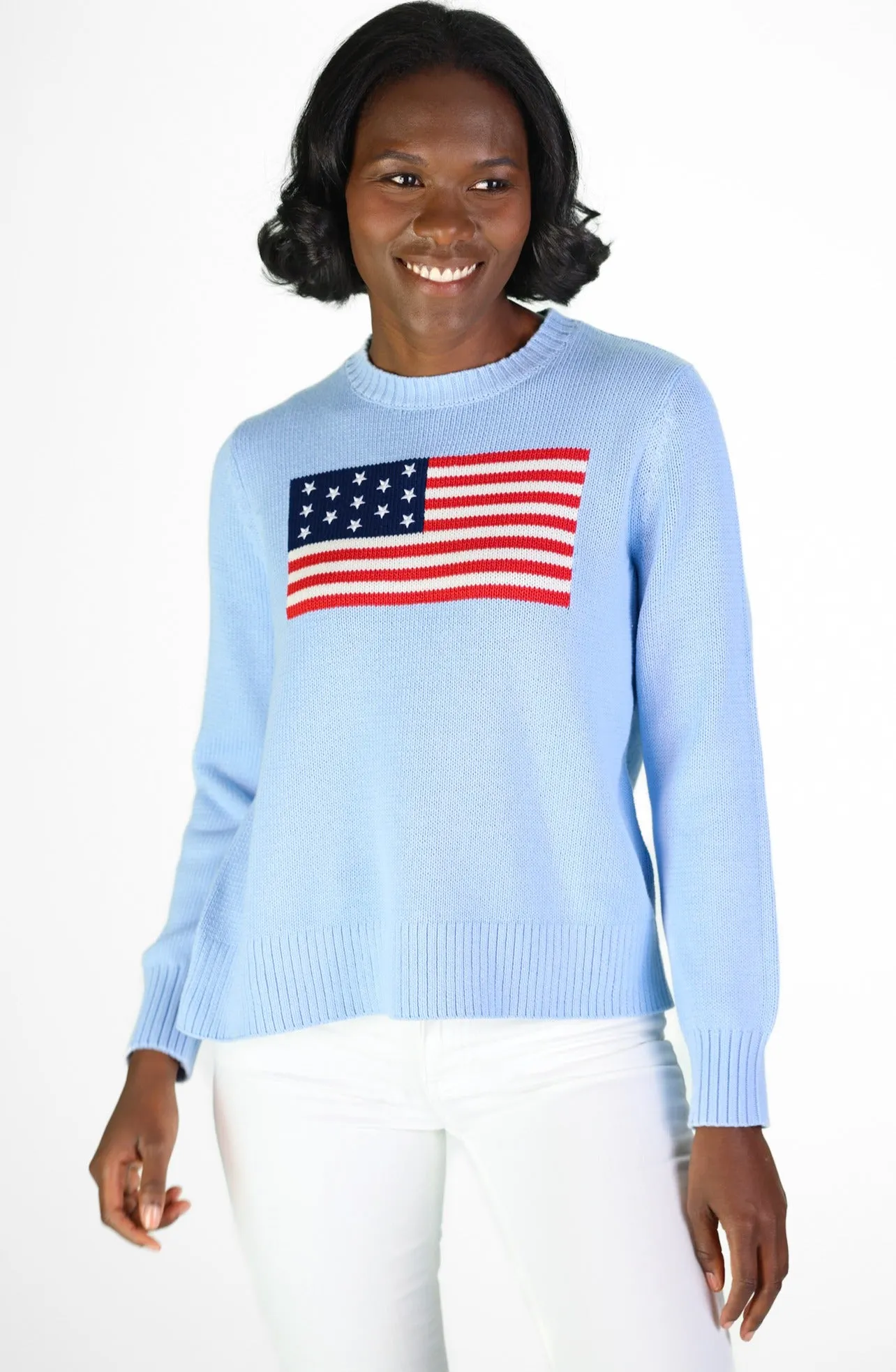 Light Blue Sport Crew Flag Sweater