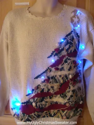 Light Up Ugly Xmas Sweater 80s Huge Tree