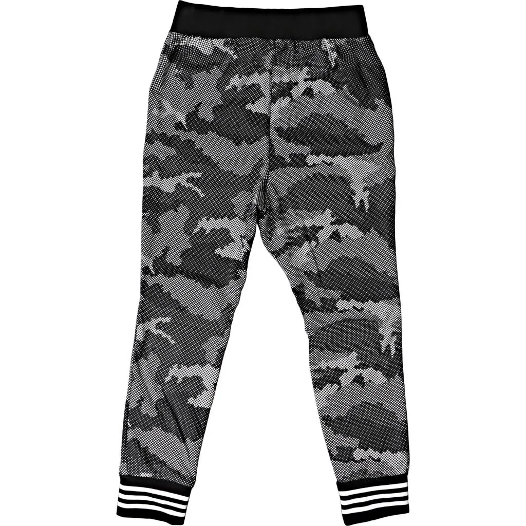 Low Crotch Print Tech Sweatpants - Black/White Camo