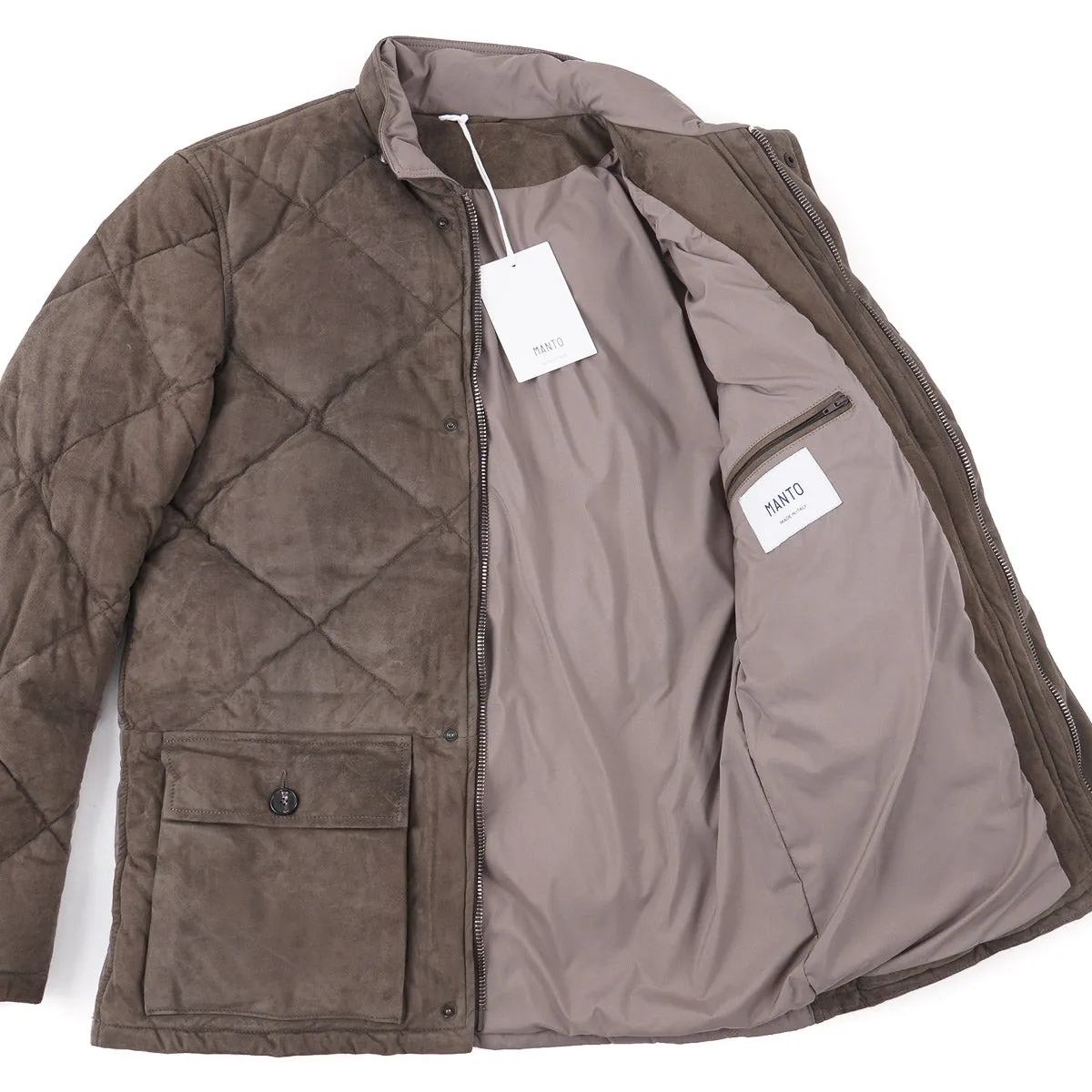 Manto Down-Filled Quilted Suede Jacket