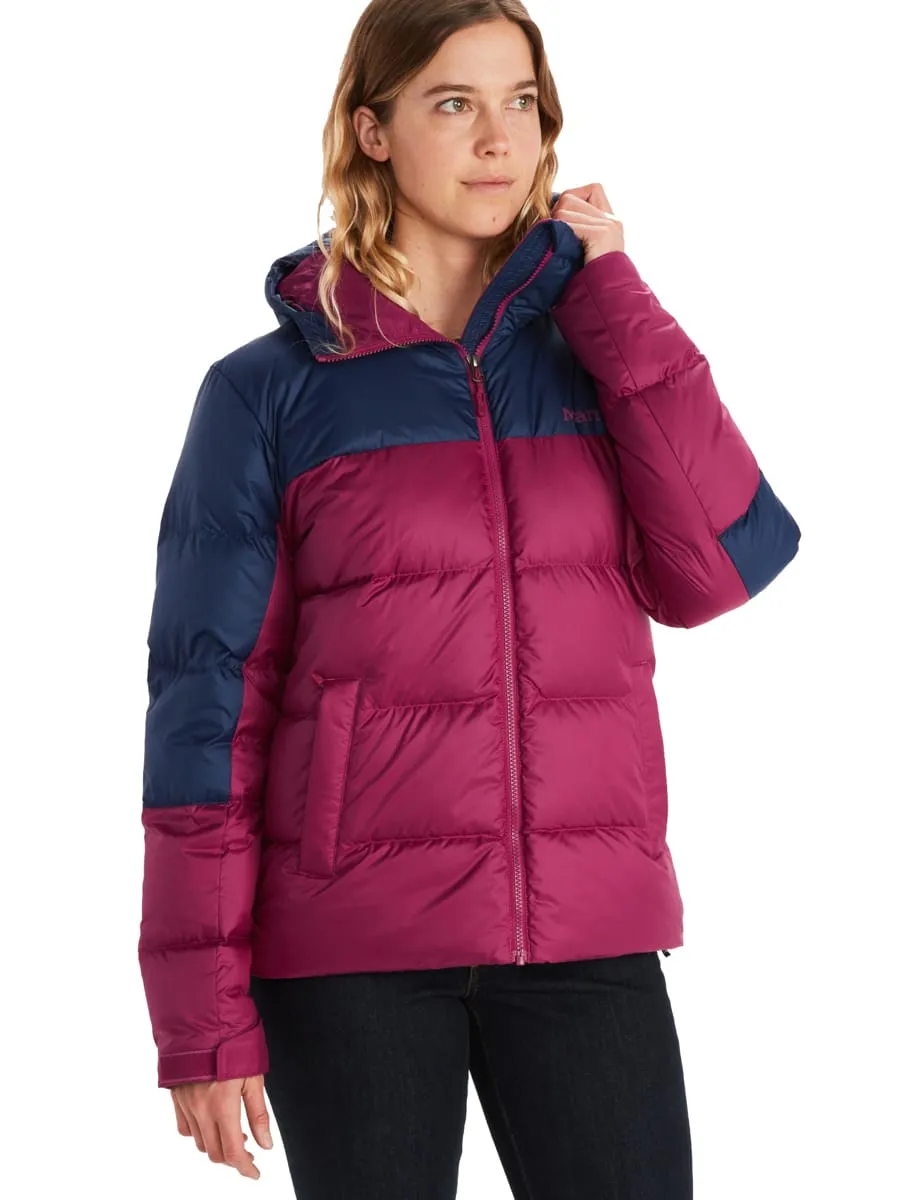 Marmot Women&#x27;s Guides Down Hoody Wild Rose/Arctic Navy | Buy Marmot Women&#x27;s Guides Down Hoody Wild Rose/Arctic Navy here | Outnorth