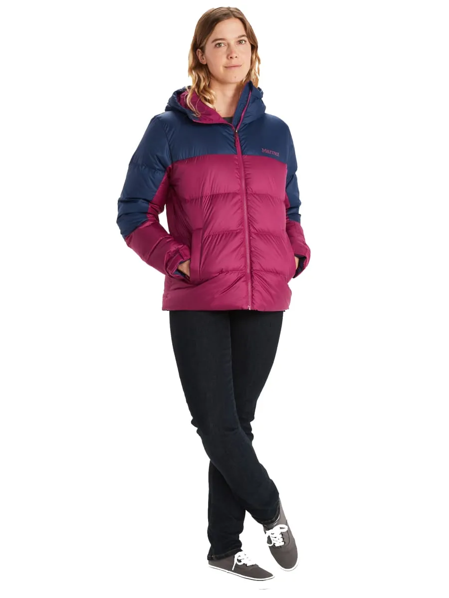 Marmot Women&#x27;s Guides Down Hoody Wild Rose/Arctic Navy | Buy Marmot Women&#x27;s Guides Down Hoody Wild Rose/Arctic Navy here | Outnorth