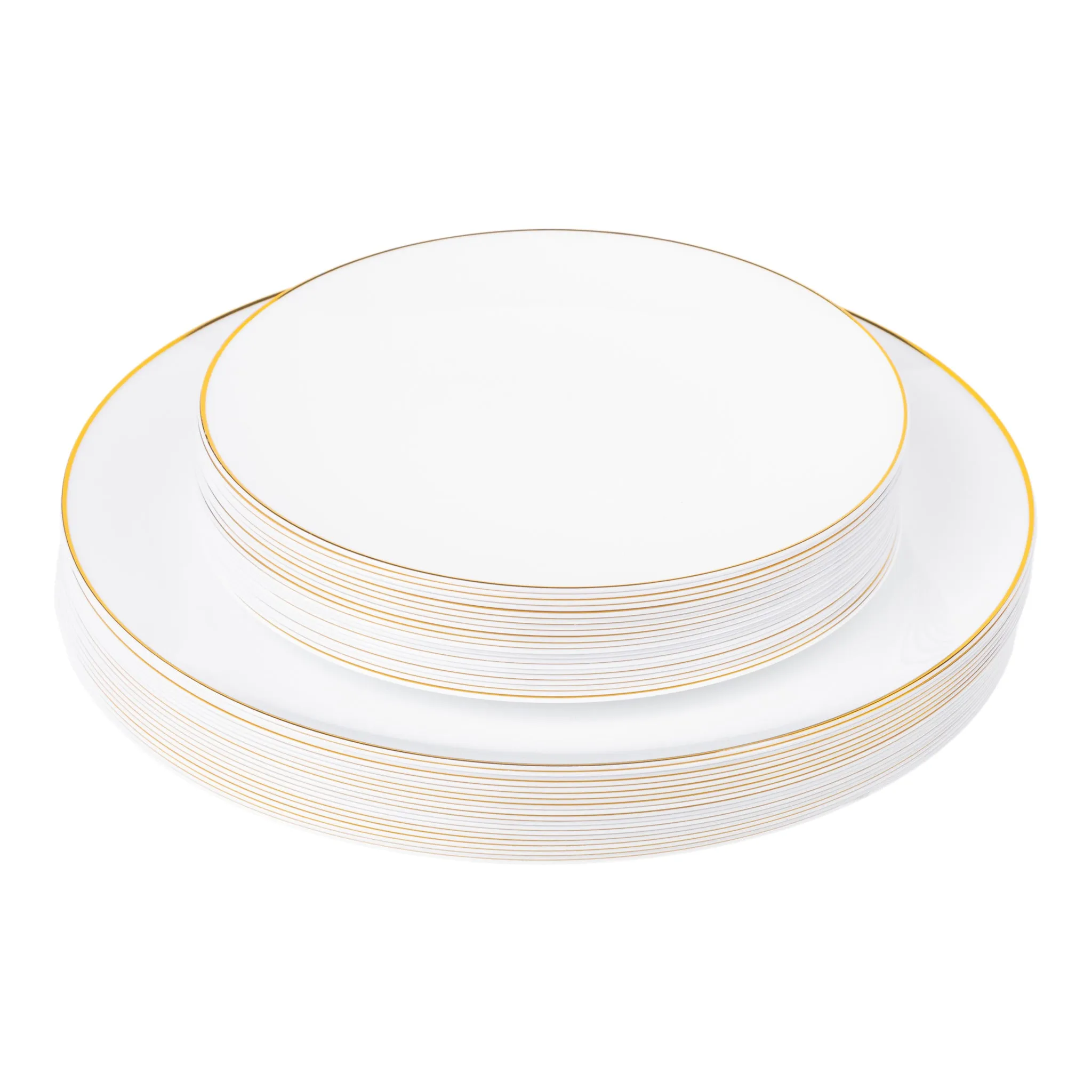 Modern Disposable Plastic Plates 40 pcs Combo Pack - White Gold-Trimmed