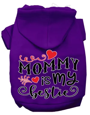 Mommy Is My Bestie Screen Print Dog Hoodie Purple S