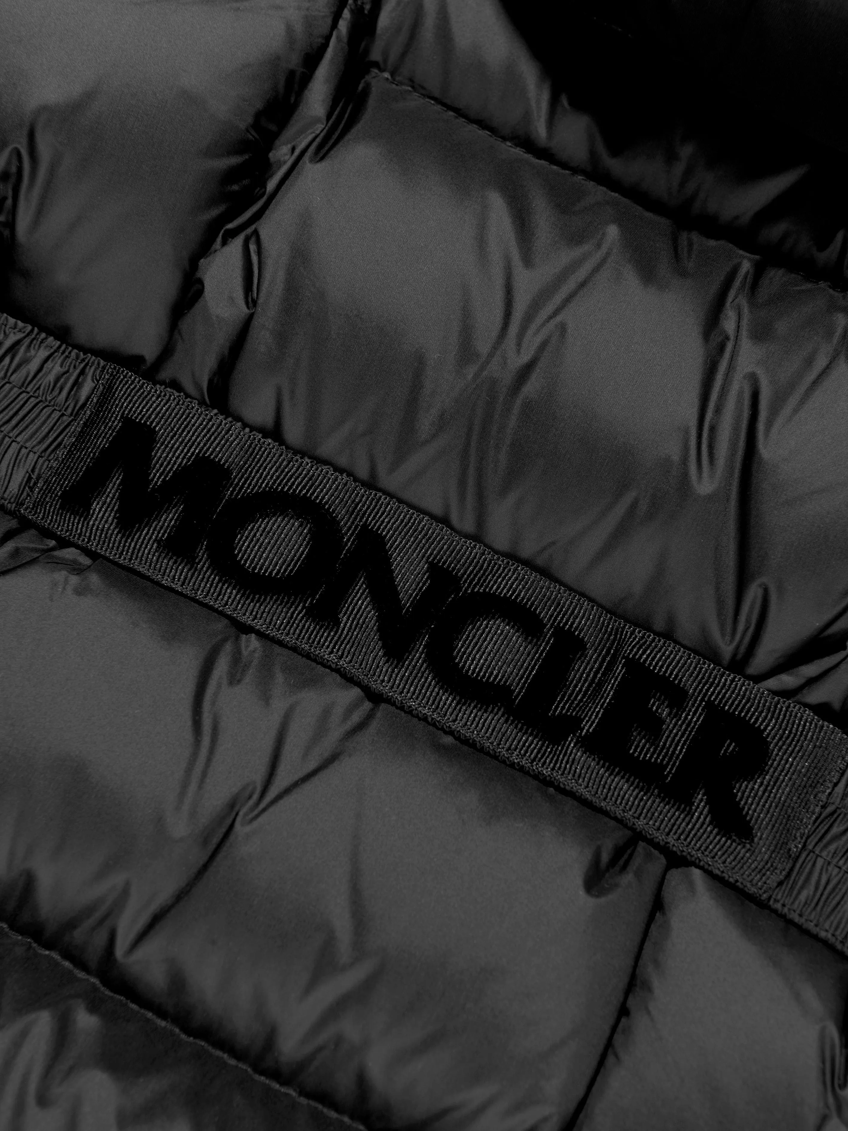 Moncler Enfant Girls Down Padded Caille Long Coat in Black