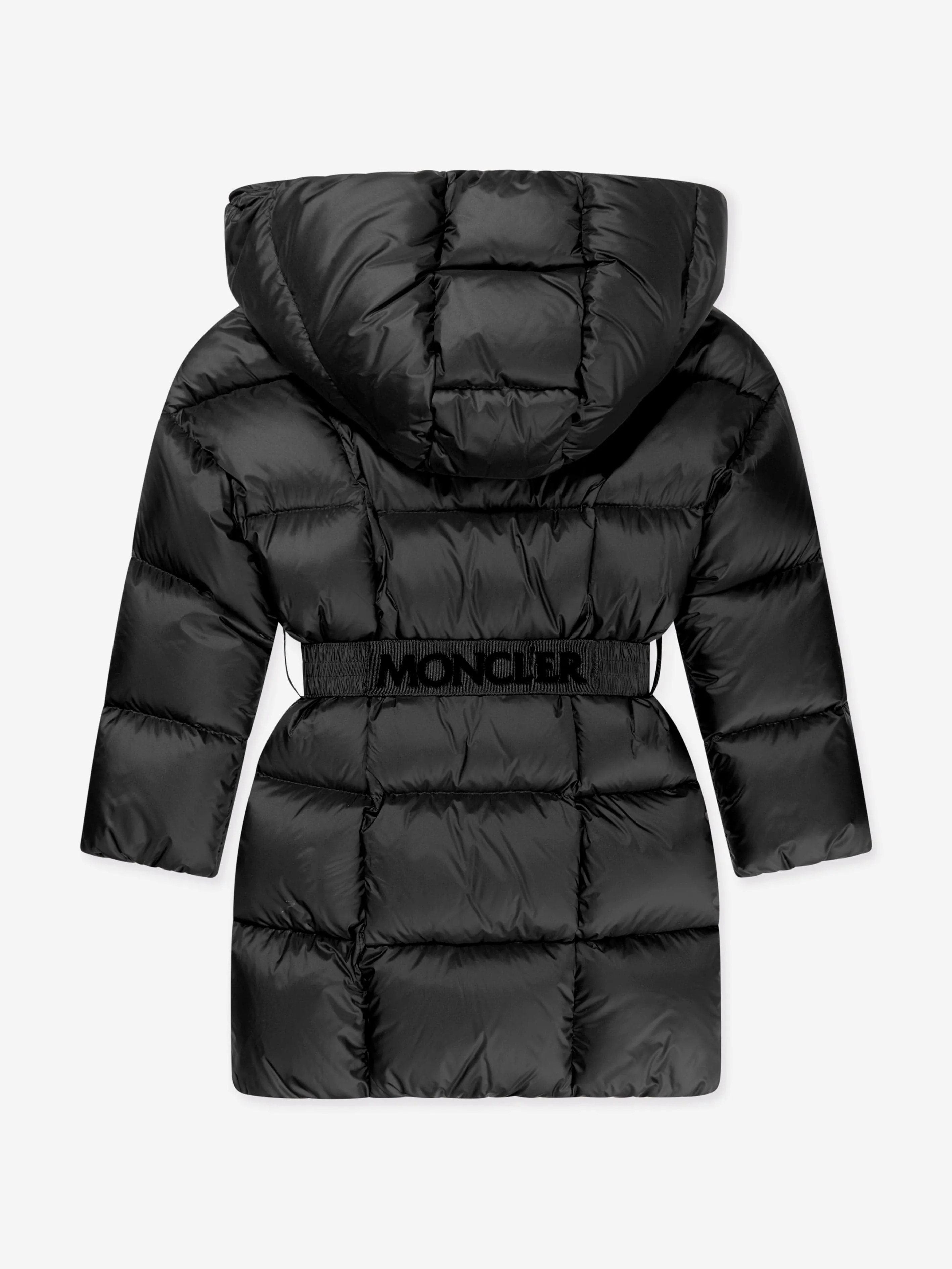 Moncler Enfant Girls Down Padded Caille Long Coat in Black