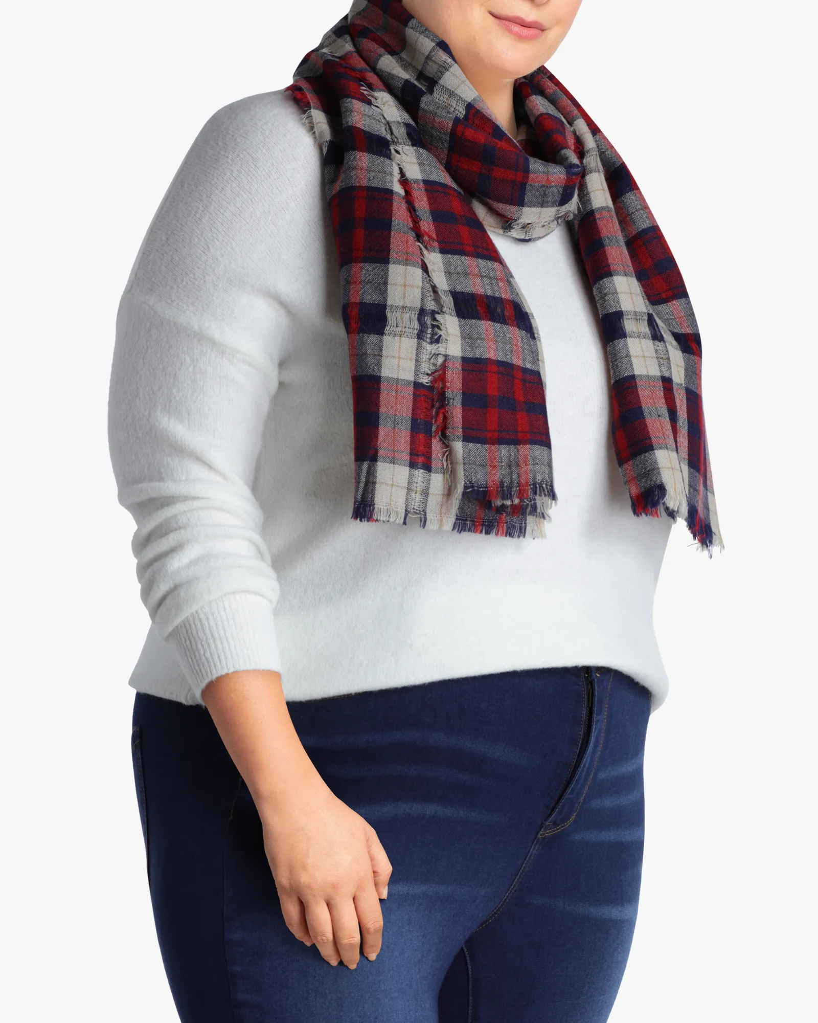 Nati Wool-Blend Winter Scarf | Red / White