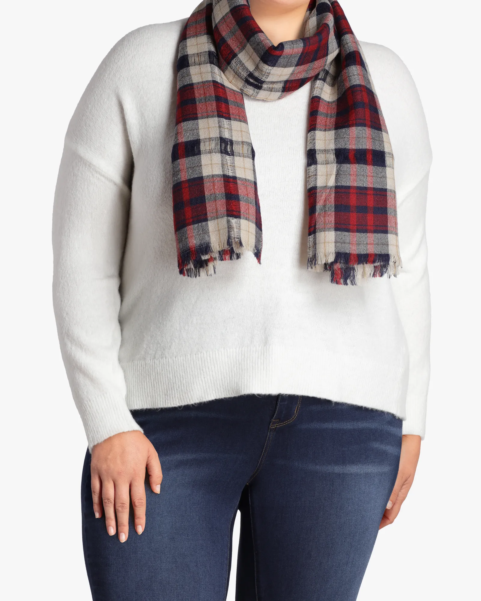 Nati Wool-Blend Winter Scarf | Red / White