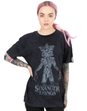 Netflix Stranger Things Acid Wash Women's Tshirt - Charcoal