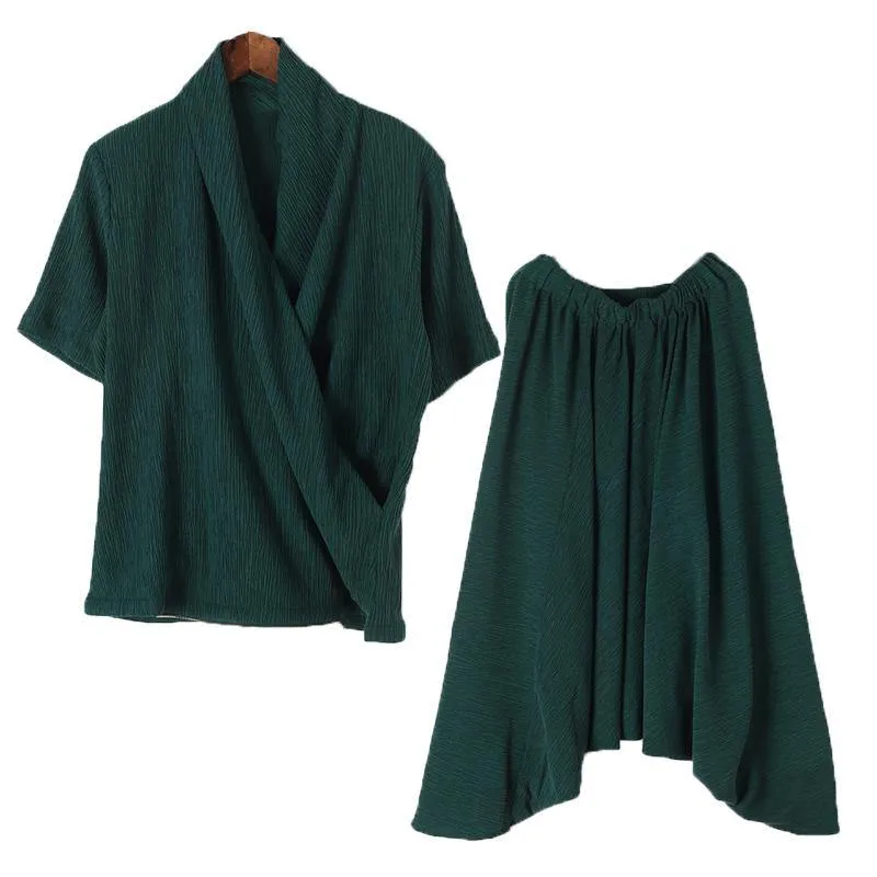 New original design green Tencel irregular head suit two-piece suit hanger pants