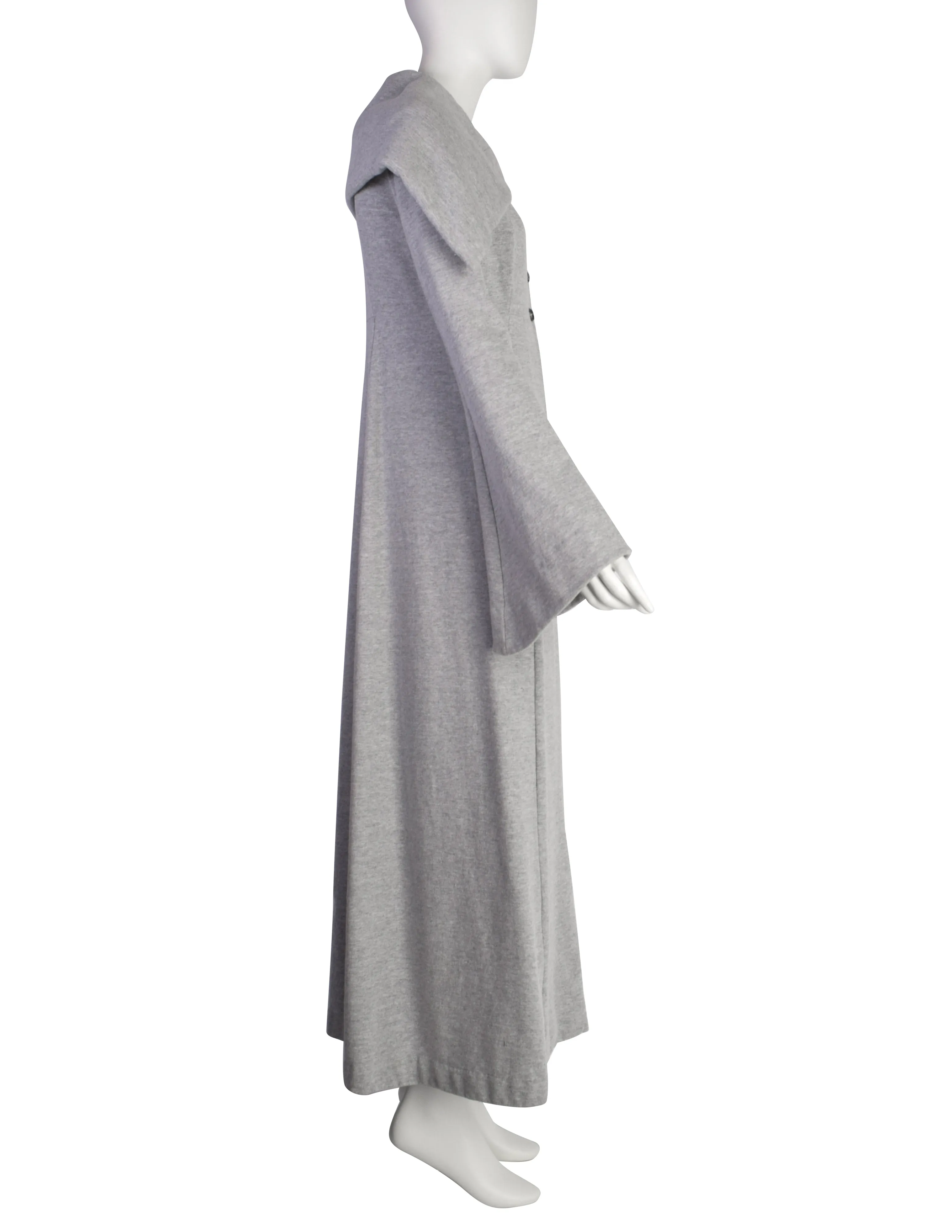 Norma Kamali OMO Vintage AW1993 Light Grey Heather Fleece 'Edwardian Coat'