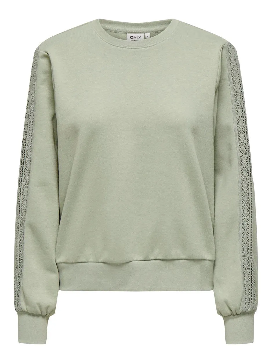 Onlholly L/s O-neck Lace Swt - Mint