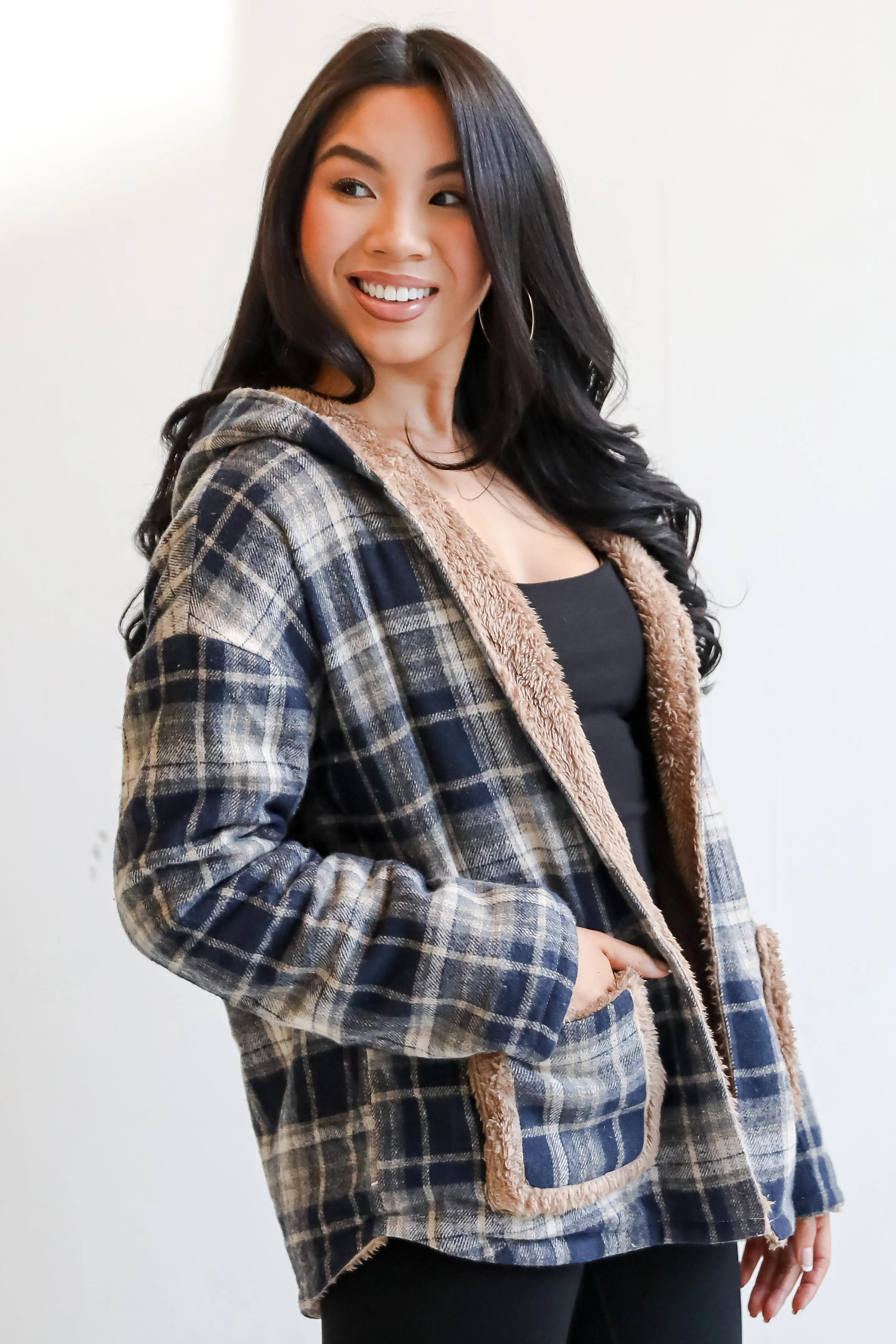 Perfected Comfort Reversible Sherpa Plaid Jacket - DOORBUSTER