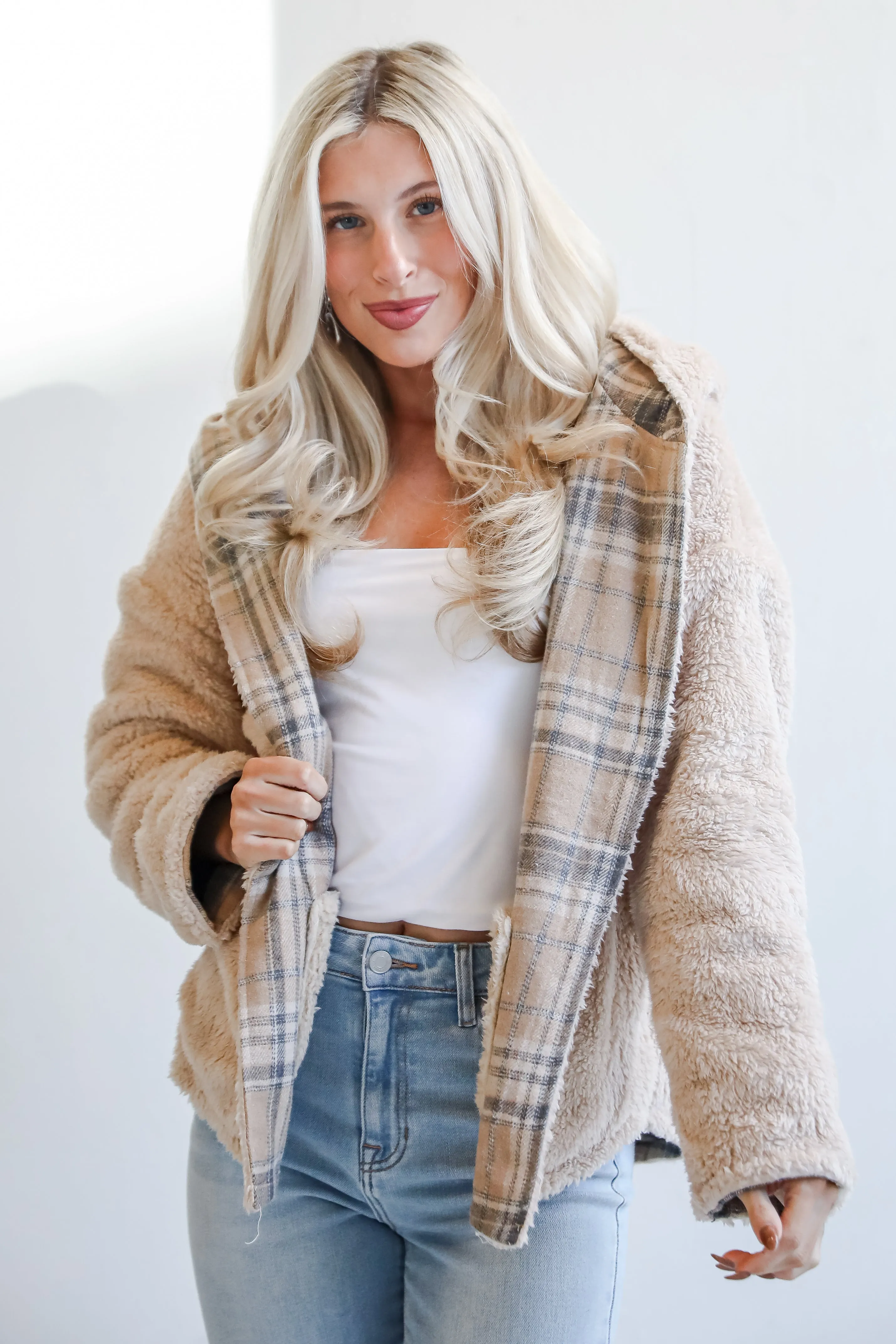 Perfected Comfort Reversible Sherpa Plaid Jacket - DOORBUSTER