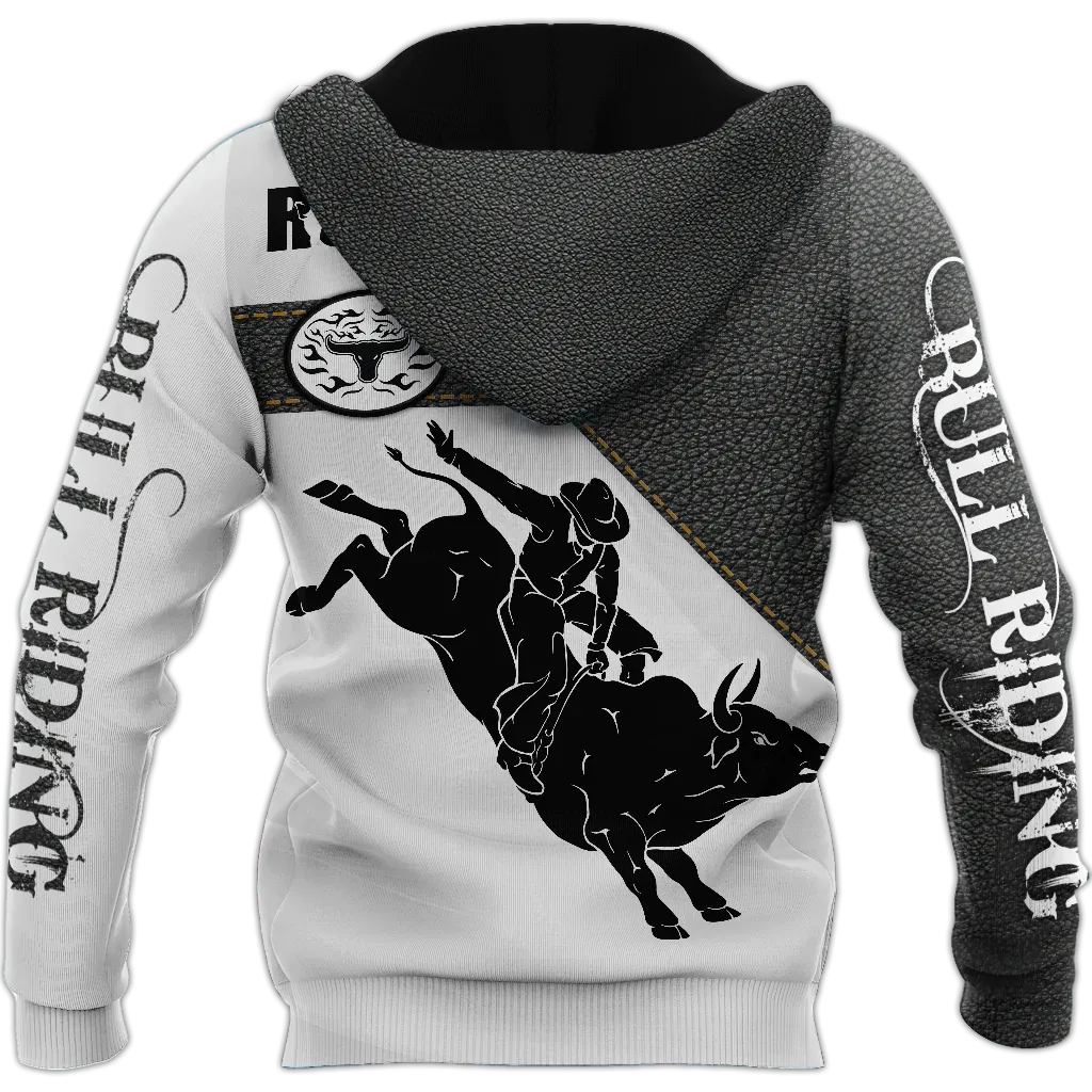 Personalized Black Rodeo On Hoodie, Sublimation Bull Riding On Hoodies For Men And Women