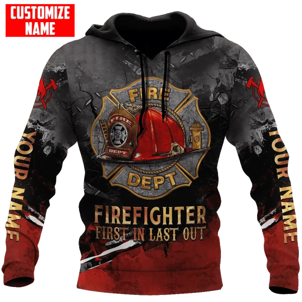 Personalized Name Firefighter First In Last Out Fire Department All Over Printed 3D Shirts