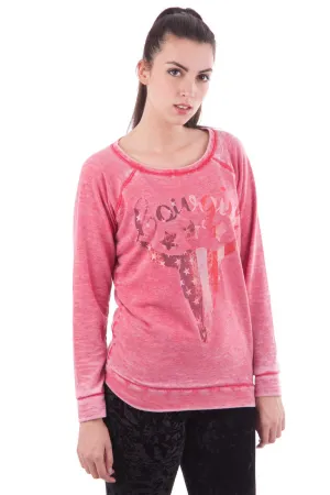 Pink Stonewash Long Sleeve Jumper