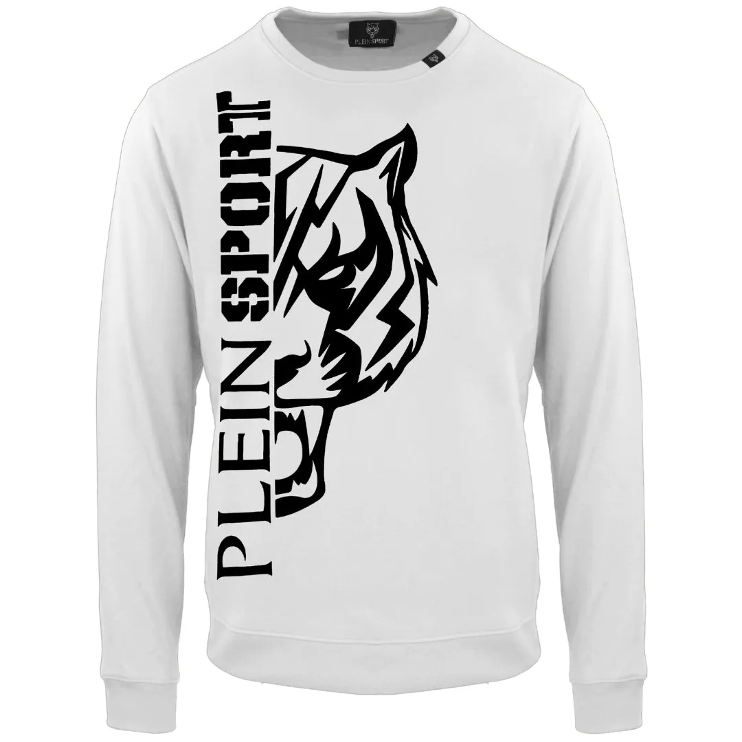 Plein Sport Large Bold Tiger Logo White Jumper