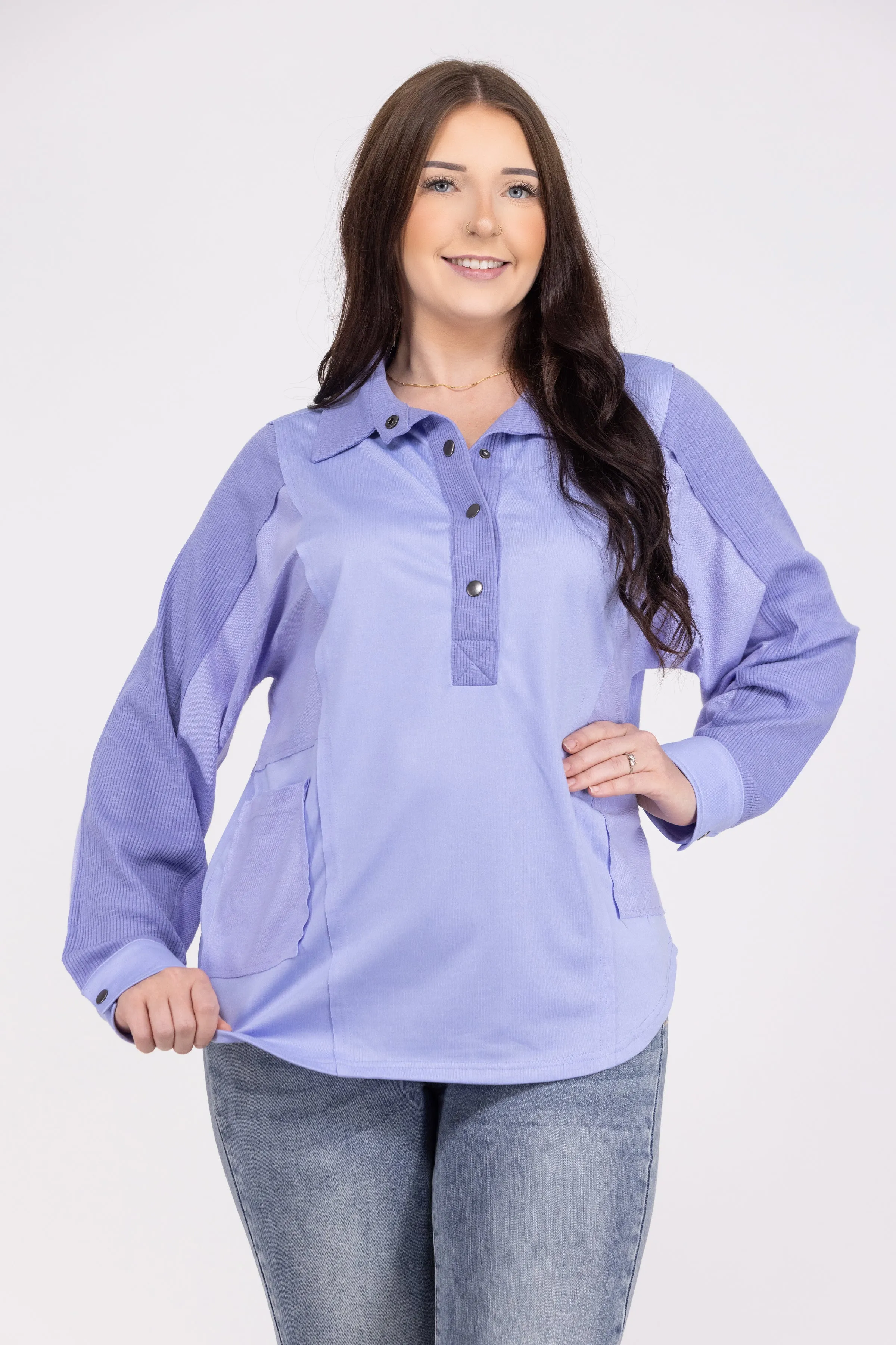 Pocketful Of Contrast Long Sleeve Top