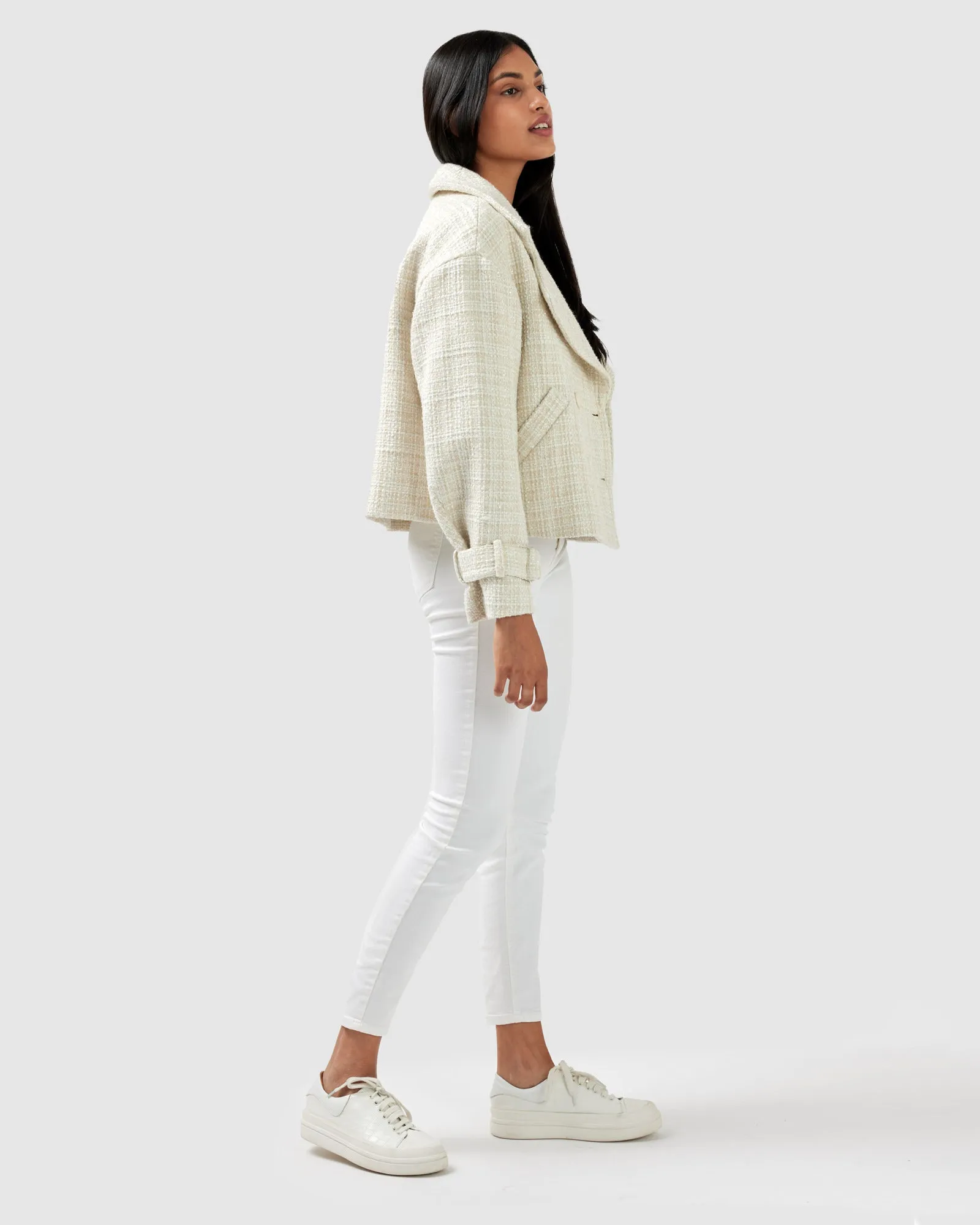 Power Over Me Tweed Jacket - Beige Marle