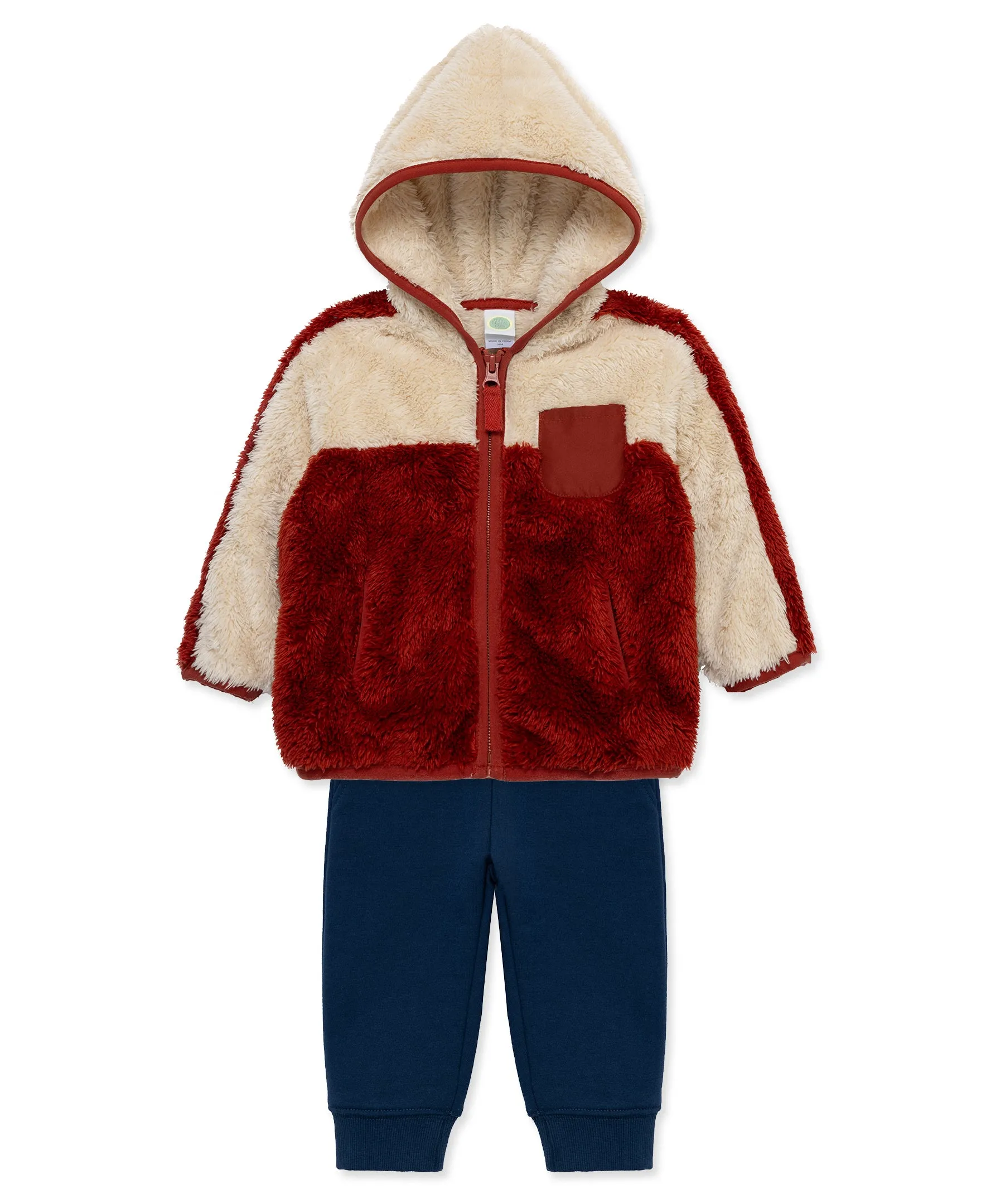 Red Sherpa Jacket Set (2T-4T)